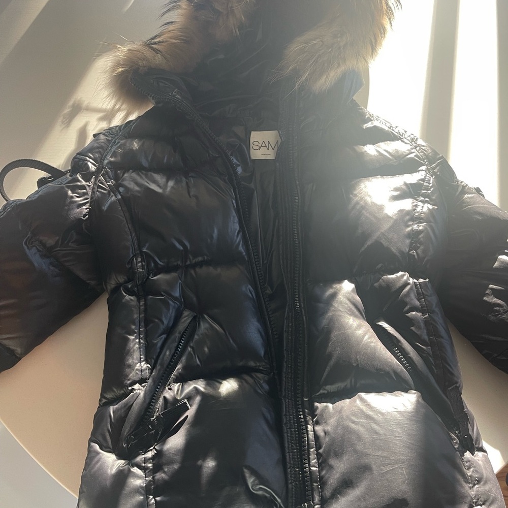 Girls SAM fur hooded winter jacket. Size 14